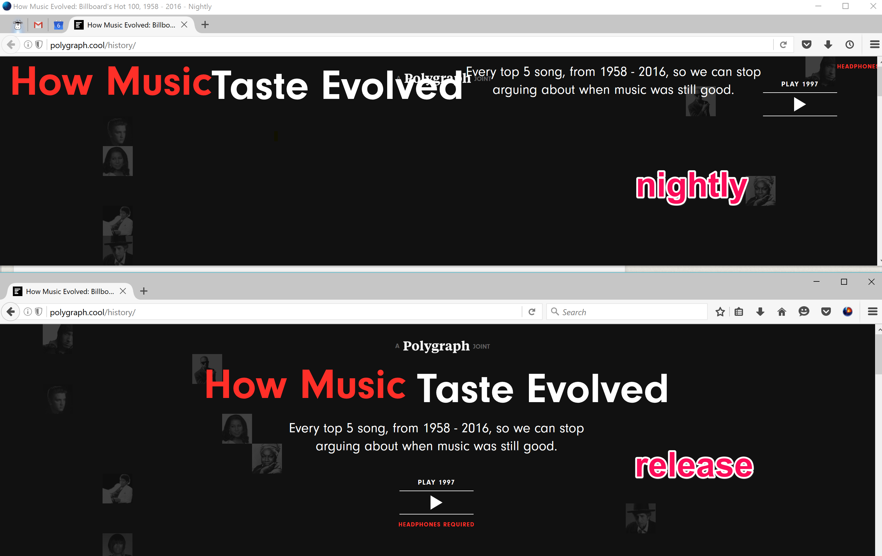 Screenshot of the site issue