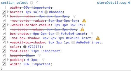 Screenshot of the site issue