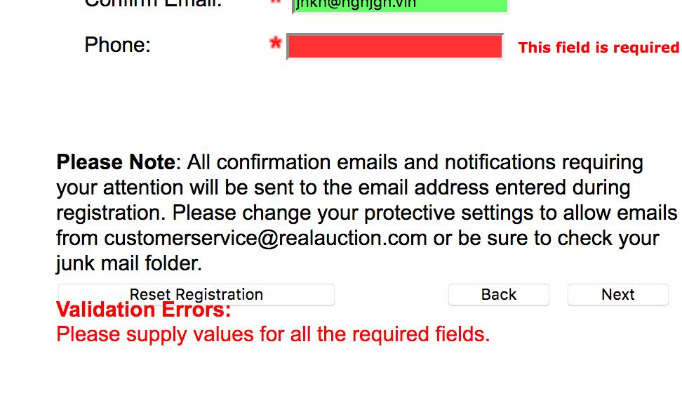 “Validation Errors” overlaps the “Reset