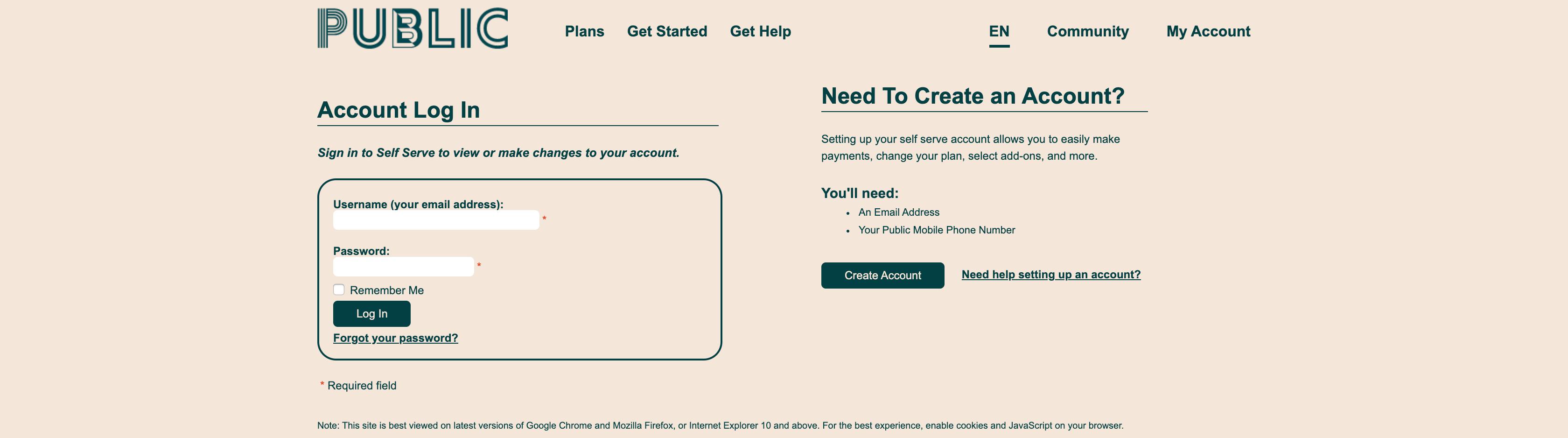 Selfserve publicmobile ca Desktop Site Instead Of Mobile Site Issue 
