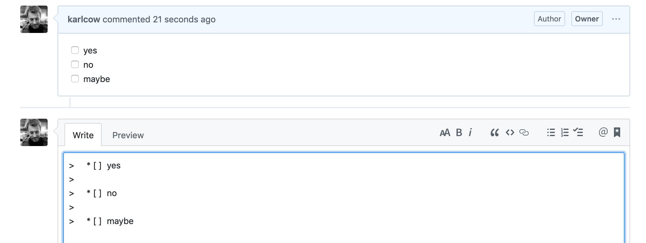 github.com - quote reply shortcut doesn't work when theres a checkbox ...