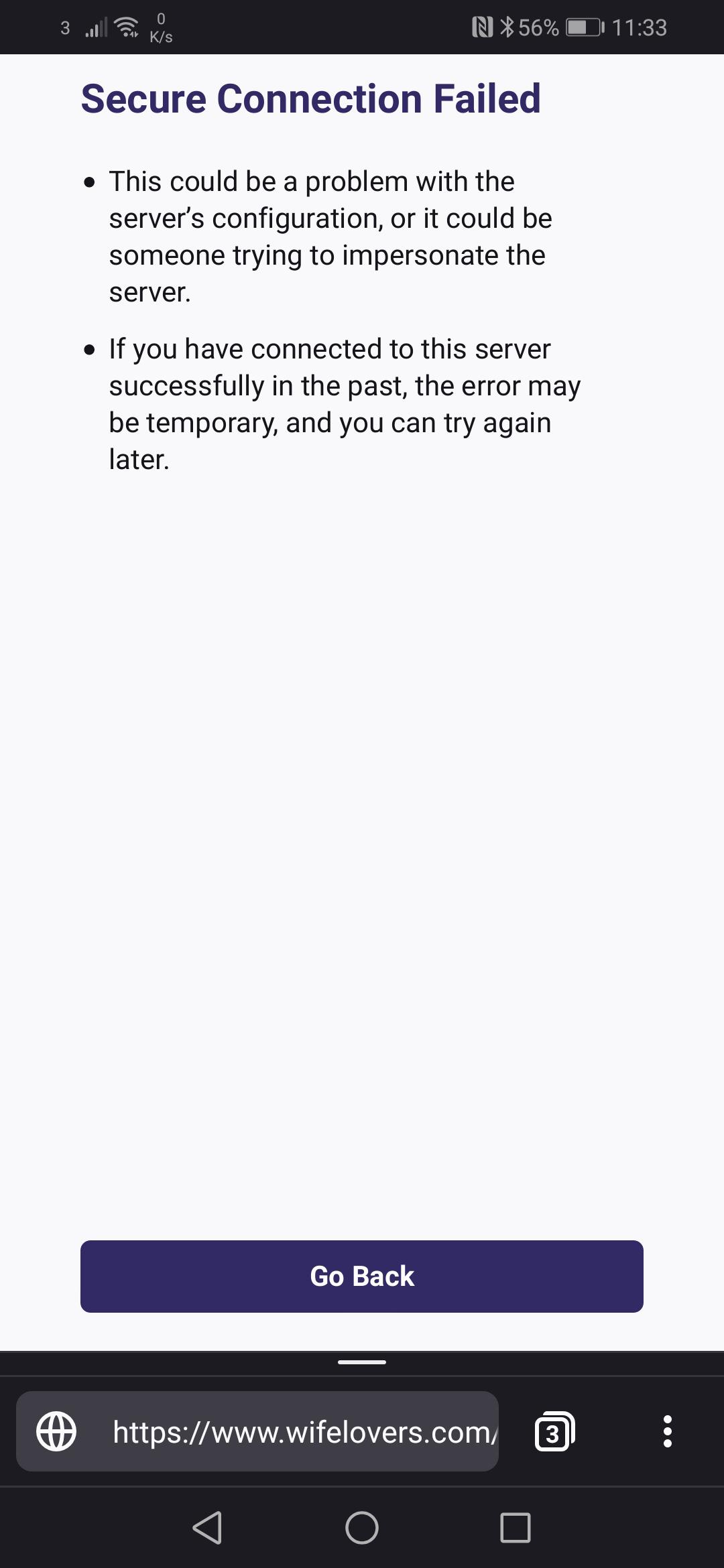 www.wifelovers.com - "Secure connection failed" when accessing the site