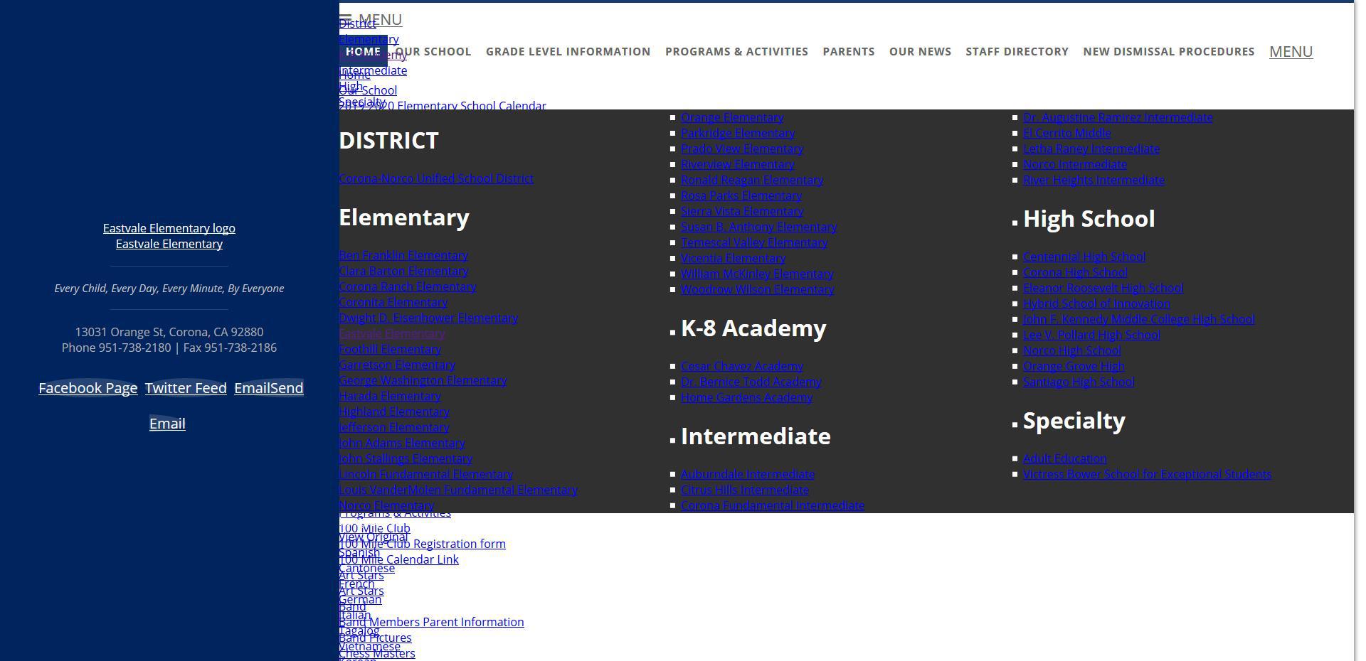 eastvale.cnusd.k12.ca.us site is not usable · Issue 36035