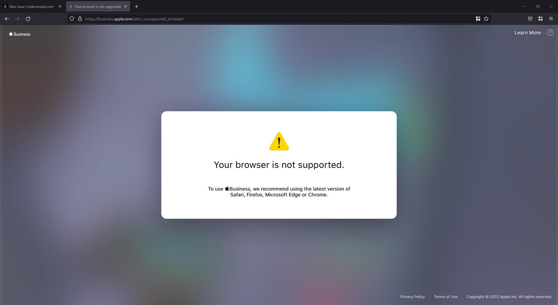 business.apple.com - site is not usable · Issue #105519 · webcompat/web ...