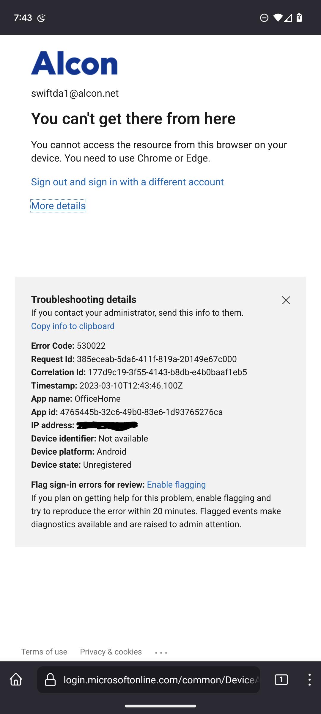 Login microsoftonline firefox is not a supported browser issue